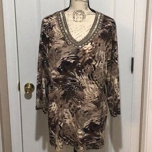 Top with beaded bling at neck